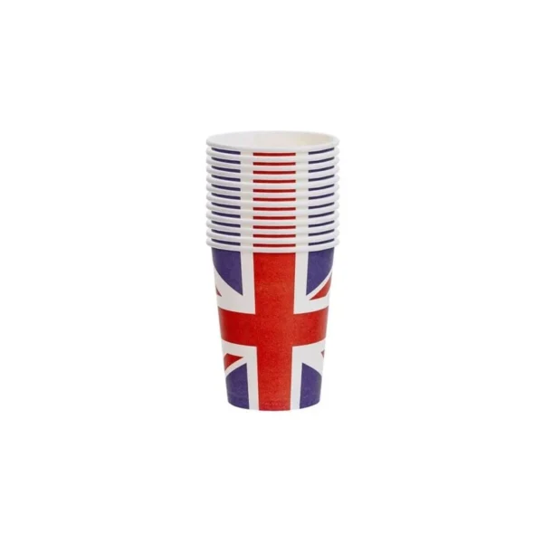 12 Union Jack Flag Design Cardboard Paper Cups