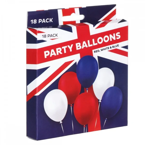 18 pack of Party Balloons. Red White & Blue.