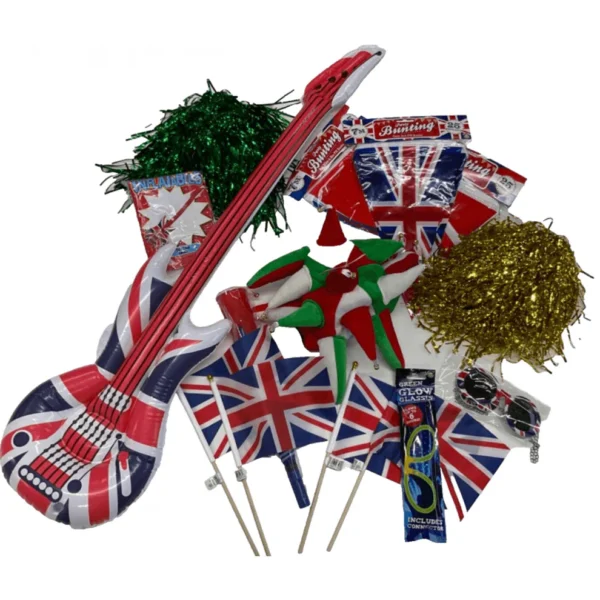 Party Pack B - Flags & bunting, Guitar, glasses, noise maker + 4 bonus items!