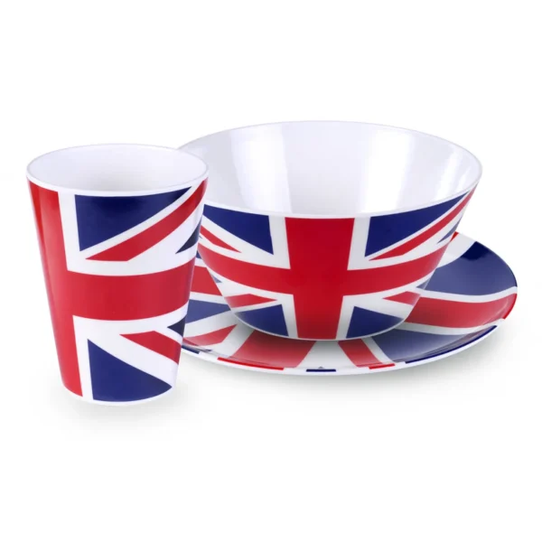 Union Jack Melamine Set Plate, Bowl & Cup