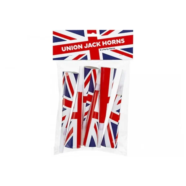 Union Jack Paper Party Horns - pack of six