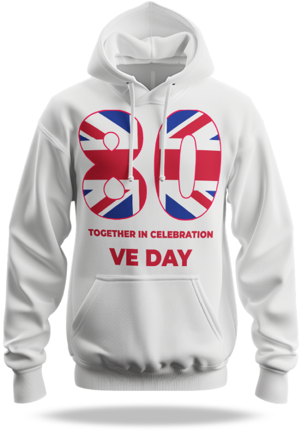 VE80 Hoodie 03 Union Flag 80 White