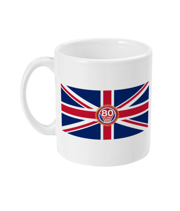 VE80 Mug with union Flag White