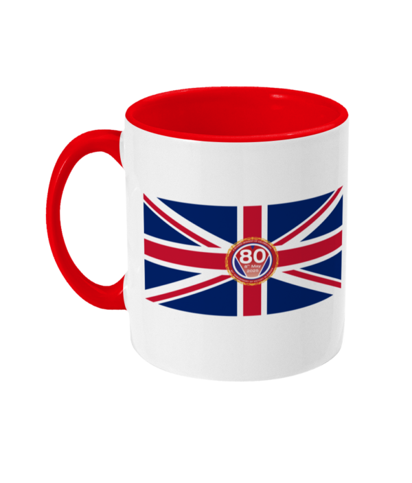 VE80 Mug with union Flag Red